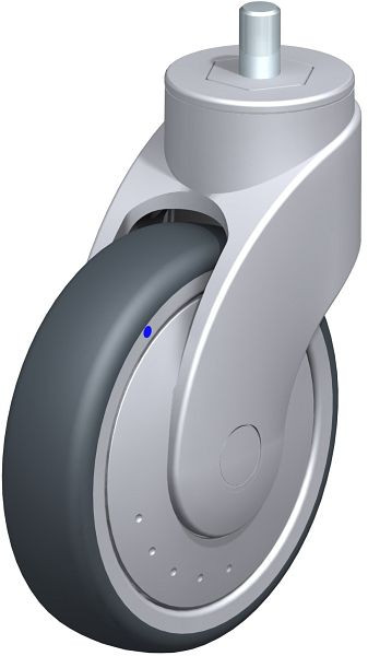 Blickle LWGX-TPA 126XK-FK-GSX12 Kunststoff-Lenkrolle WAVE, rostfrei, mit Gewindestift, Thermoplastisches Gummi-Elastomer, Grau, 747742