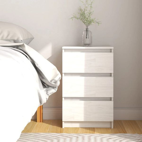 vidaXL Nachtschrank Weiß 40x29,5x64 cm Massivholz Kiefer, 808085