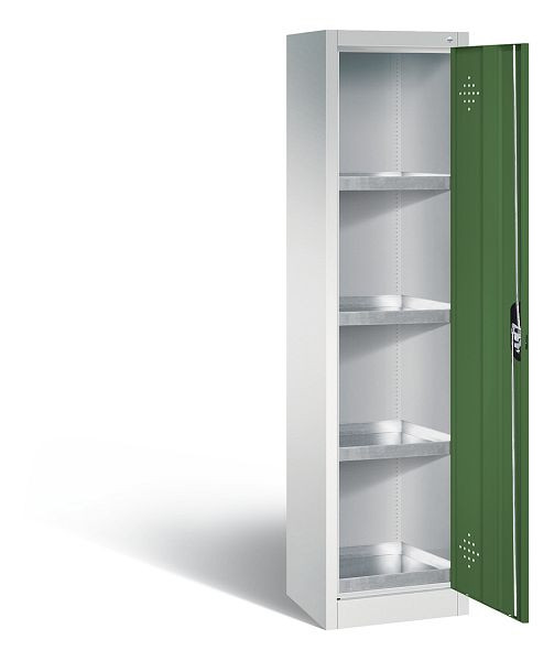 C+P Umweltschrank Acurado, H1950xB502xT500mm, Farbe: Lichtgrau / Resedagrün, Muldengriff, 8901-315 S10142