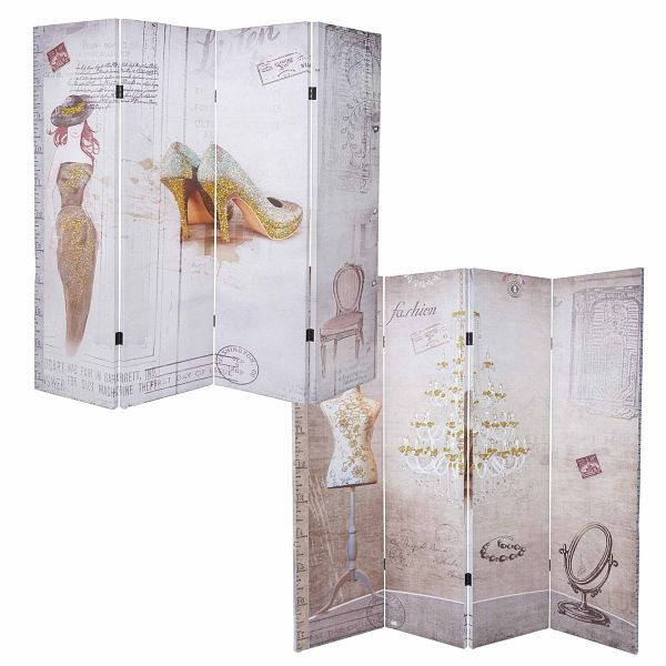 Mendler Foto-Paravent Vintage, Raumteiler Trennwand, Glitzer Retro Fashion, 180x160cm, 52868