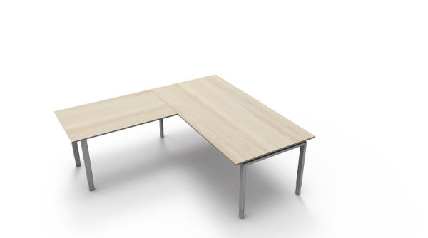 Kerkmann Schreibtisch extragroß / Besprechungstisch B 2000 x T 1000 x H 680-820 mm mit Anbautisch, Form 5, Farbe: Ahorn, (Montage), 11418350-1
