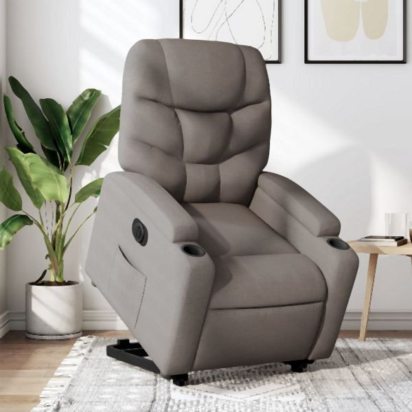 vidaXL Relaxsessel mit Aufstehhilfe Elektrisch Taupe Stoff, 3204628