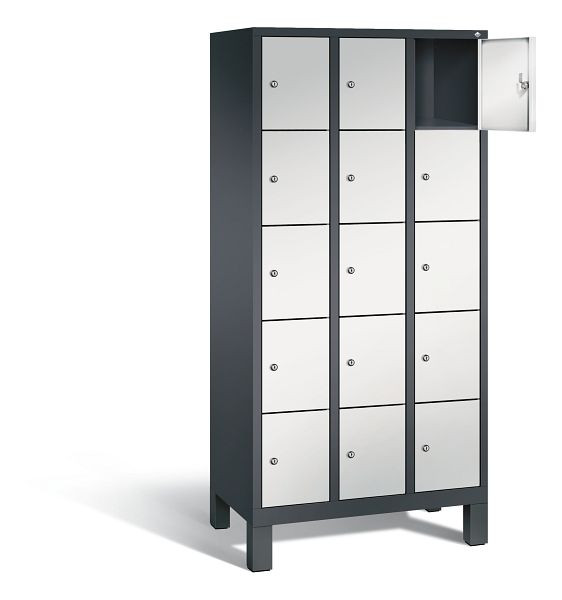 C+P Schließfachschrank Evolo, H1850xB900xT500mm, Farbe: Schwarzgrau / Lichtgrau, 48010-305 S10096