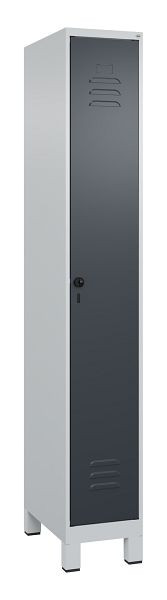 C+P Umkleidespind Classic PLUS mit Mitteltrennwand, Füße, 1950x300x500mm, 7035/7016, Drehriegel, 080010-10F S10008