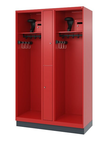 C+P Feuerwehrspind Evolo, Modell MAXI, 2 Abteile, H1950B1200T500 mm, Feuerrot, Sockel, 0496015-020 S10011