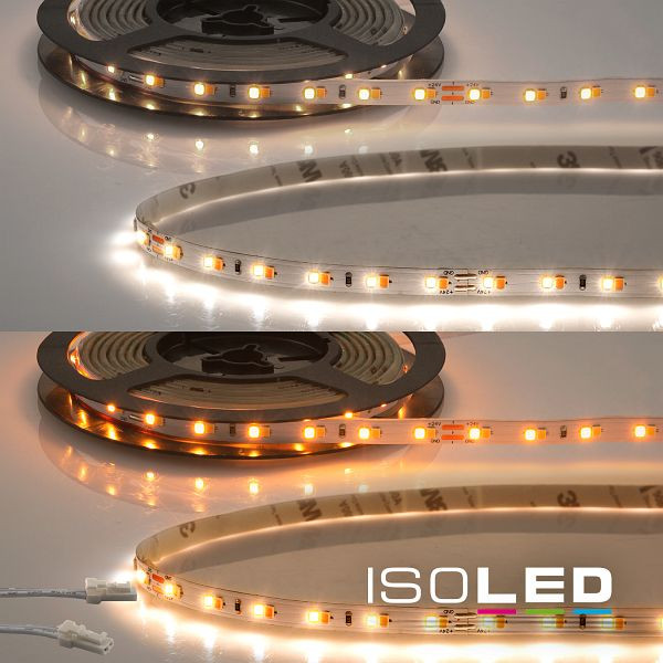 ISOLED LED CRI919/940 MiniAMP CCT Flexband, 24V DC, 5W+5W, IP20, 500cm, Kabel beidseitig + maleAMP, 126 LED/m, 114635