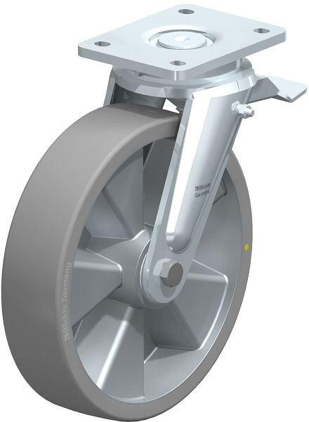 Blickle LO-ALTH 250K-ST-AS Stahlgeschweißte Schwerlast-Lenkrolle mit Feststeller, Blickle Extrathane®, Grau, 852554