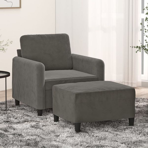 vidaXL Sessel mit Hocker Dunkelgrau 60 cm Samt, 3153558