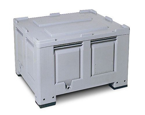 DENIOS Palettenbox PB 10-K aus Kunststoff, mit 3 Kufen, 670 Liter Volumen, 117887