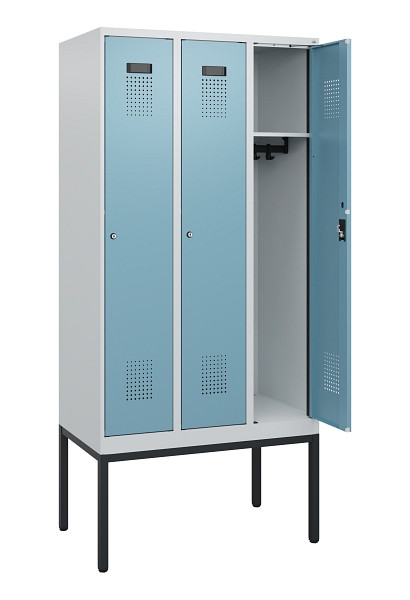 C+P Spind Evolo PLUS, Gestell, 3 Abteile, 1950x900x500mm, 7035/0010, Zylinderschloss, 0490305-30 S10035
