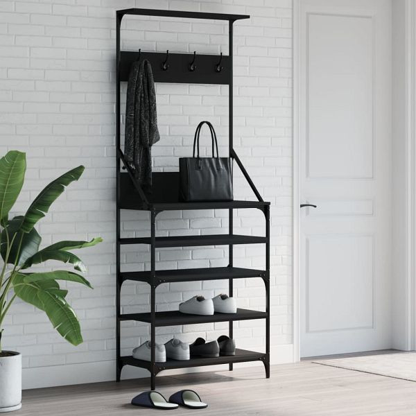 vidaXL Kleiderständer mit Schuhablage Schwarz 70x34x184 cm, 837872
