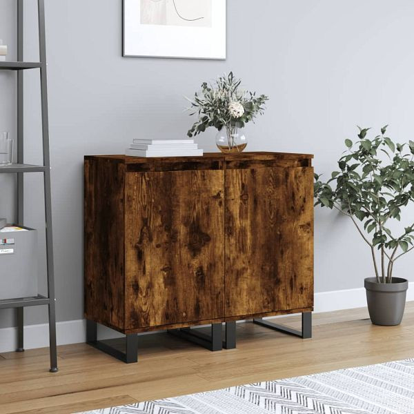 vidaXL Sideboards 2 Stück Räuchereiche 40x35x70 cm Holzwerkstoff, 831079