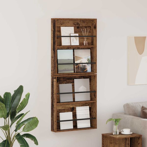 vidaXL Magazinregal 2-teilig Altholz 60 x 12 x 70 cm Holzwerkstoff, 890837