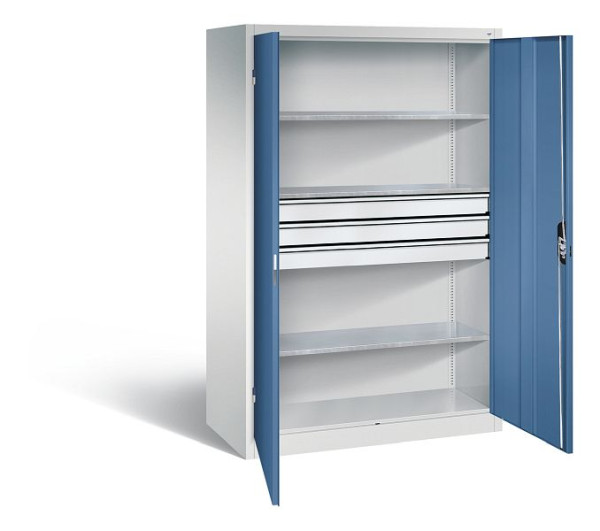 C+P Werkzeugschrank Acurado, H1950xB1200xT600mm, Farbe: Lichtgrau / Fernblau, Muldengriff, 8932-5030 S10284