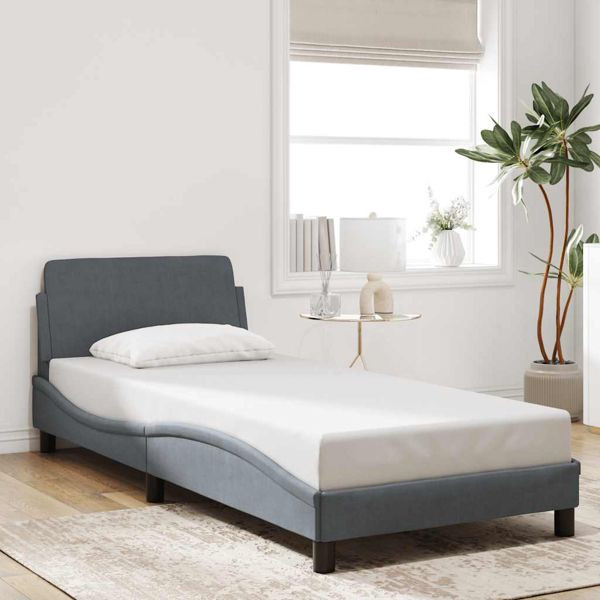 vidaXL Bettgestell Dover Dunkelgrau 90x190 cm Samt, 373321