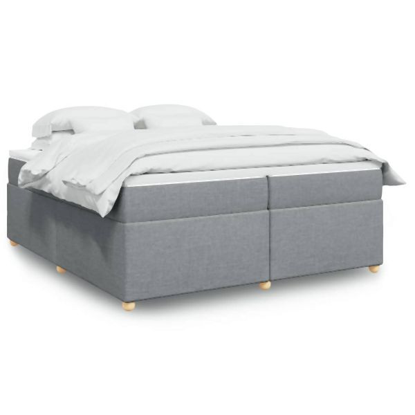 vidaXL Boxspringbett mit Matratze Hellgrau 200x200 cm Stoff, 3285401