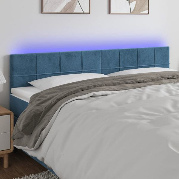 vidaXL LED Kopfteil Dunkelblau 160x5x78/88 cm Samt, 3121670