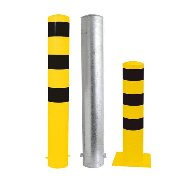 Stein HGS Stahlrohrpoller/Rammschutzpoller -Bollard-, 1200mm, zum Einbetonieren, verzinkt, 3 Ösen, mit aufgeschweißter Stahlkappe, 15746b-gs-301