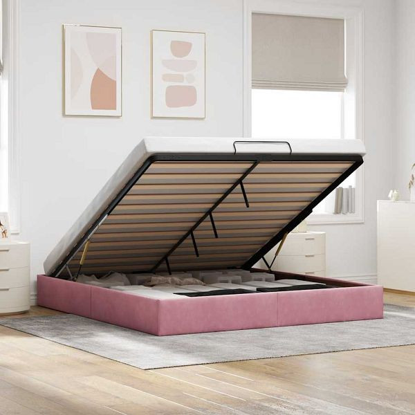 vidaXL Ottoman-Bett ohne Matratze Rosa 160x200 cm Samt, 3310978