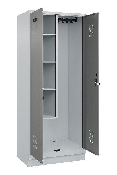 C+P Putzmittel-Spind Evolo PLUS, mit Sockel, 2 Abteile, 1950x800x500mm, 7035/000, Drehriegel, 049120-02 S10014