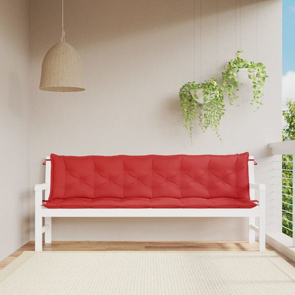 vidaXL Gartenbank-Auflagen 2 Stück Rot 200x50x7 cm Oxford-Gewebe, 361741