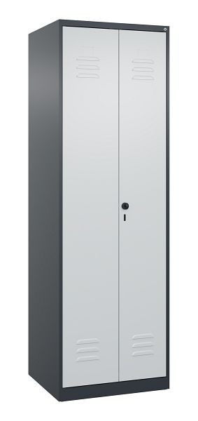 C+P Mehrzweckschrank Classic PLUS, Wäsche-Spind, 2 Abteile, 1850x600x500mm, 7016/7016, Drehriegel, Türen zueinanderschlagend, 080002-20B S10010