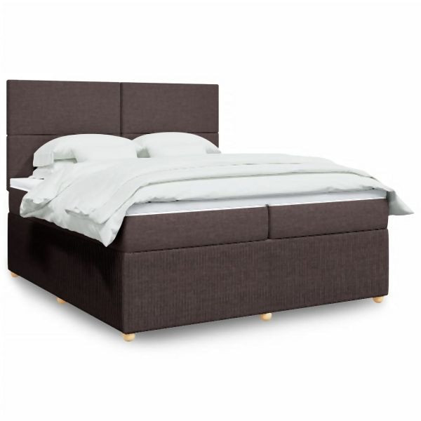 vidaXL Boxspringbett mit Matratze Dunkelbraun 200x200 cm Stoff, 3292159