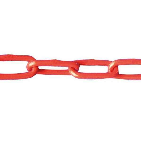 Schake Absperrkette aus Stahl, geschweißt, Drahtstärke 5 mm, verzinkt und rot / weiß beschichtet, VE: 10 m, 430_50B-VE10