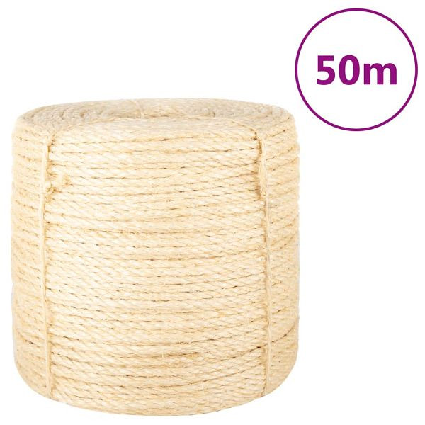 vidaXL Seil 100% Sisal 6 mm 50 m, 155013, 8720845457587
