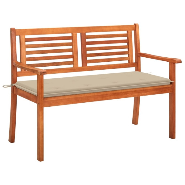 vidaXL 2-Sitzer-Gartenbank mit Auflage 120 cm Massivholz Eukalyptus, 3060972