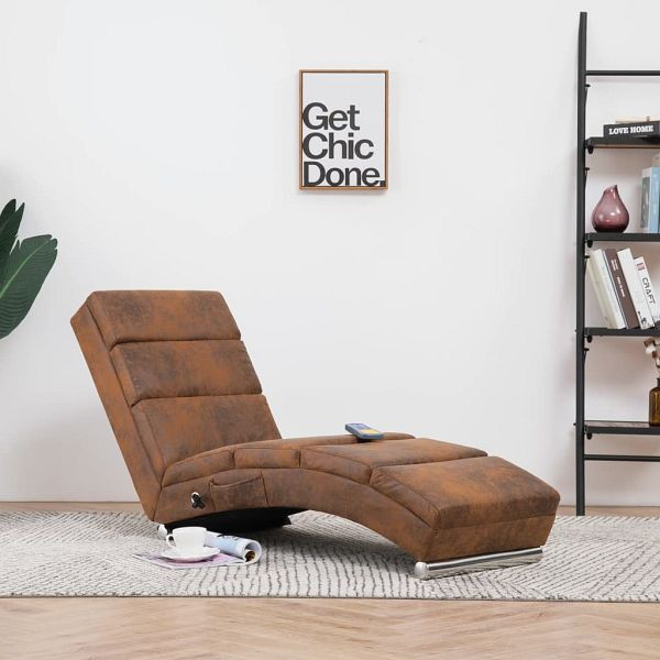 vidaXL Massage Chaiselongue Braun Wildleder-Optik, 281299