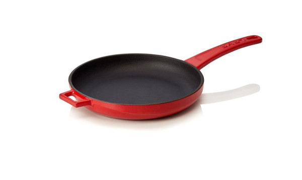 WAS Pfanne Emailliert, angegossenem Stielgriff, Materialstärke: Boden 5 mm, Rand 4 mm, rot, 364000020