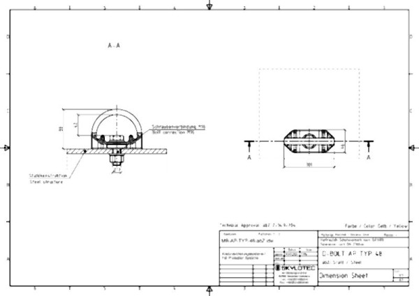 Skylotec Einzelanschlagpunkt D-BOLT TYP 48 (AP-063-GE) ohne Sechskantschraube, Mutter, AP-TYP-48-O