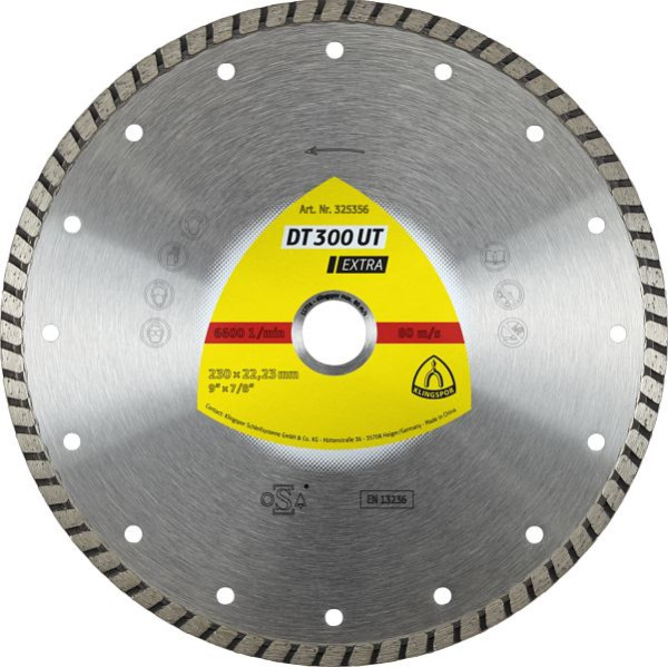 Klingspor DT 300 UT Diamanttrennscheiben 115 x 1,9 x 22,23 mm 1,9 x 7 mm geschlossener Rand Turbo, für Winkelschleifer, 325353