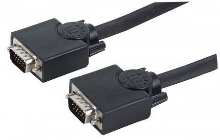 MANHATTAN SVGA Monitorkabel mit Ferritkernen, HD15 Stecker auf HD15 Stecker mit Ferritkernen, schwarz, 20 m, 372190