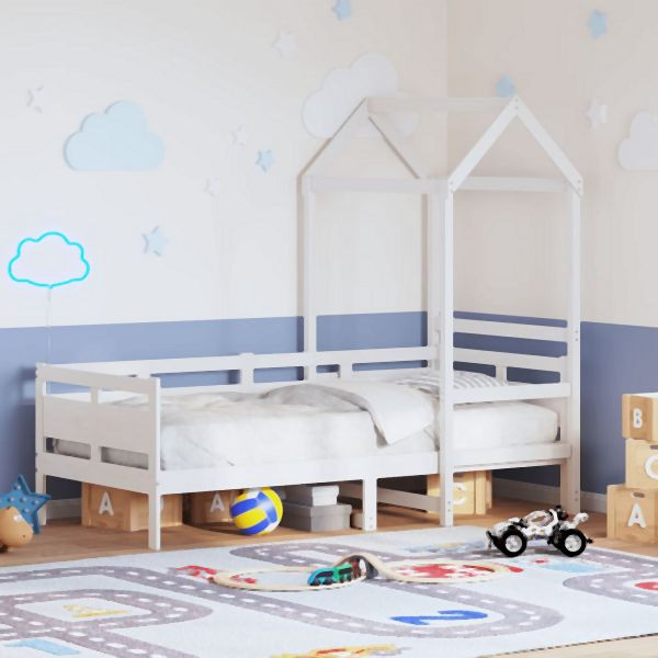 vidaXL Tagesbett mit Dach Weiß 80x200 cm Massivholz Kiefer, 3282291