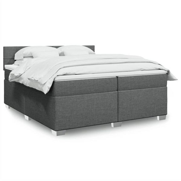 vidaXL Boxspringbett mit Matratze Dunkelgrau 200x200 cm Stoff, 3288296
