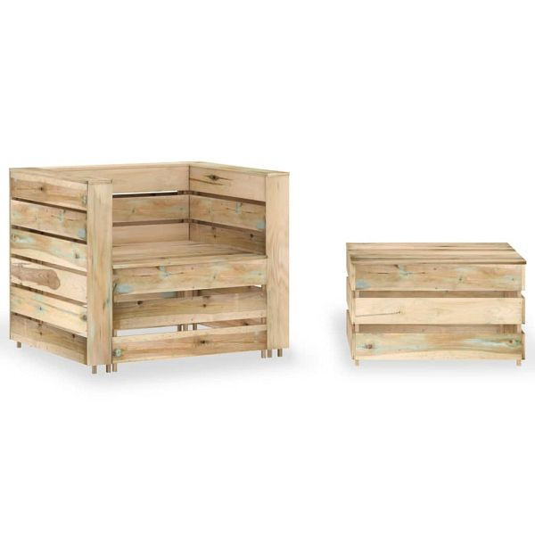 vidaXL 2-teilig Garten-Lounge-Set aus Paletten Imprägniertes Kiefernholz, 316204