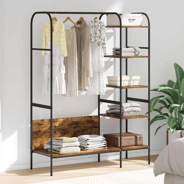 vidaXL Kleiderständer mit Regal Braun 120 x 44 x 160 cm Holzwerkstoff, 868447