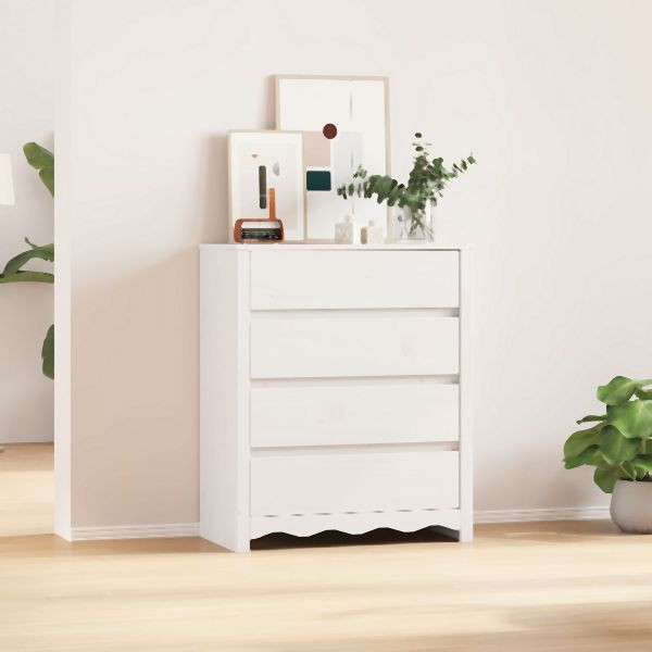 vidaXL Kommode "DRAMMEN" Weiß 76,5x40x91 cm Massivholz Kiefer, 42003053