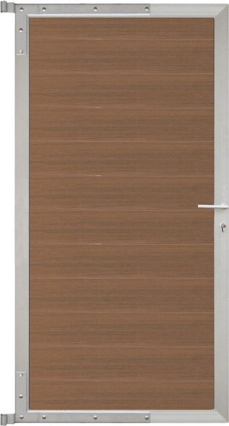 T&J ELSKOP-Tor-Komplettset, 90 x 173 cm, Füllung teak, Rahmen silber, 44063
