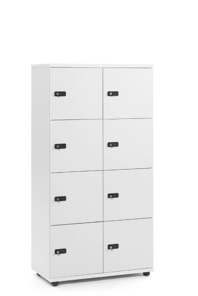 Deskin Schließfachschrank OFFICE-LINE mit 8 Fächern, Weiß, 800 x 420 x 1530 mm, ohne Posteinwurf, 289961