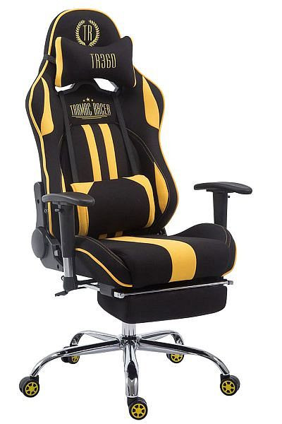 CLP Racing Bürostuhl Limit Stoff mit Fußablage, schwarz/gelb, 1916680128