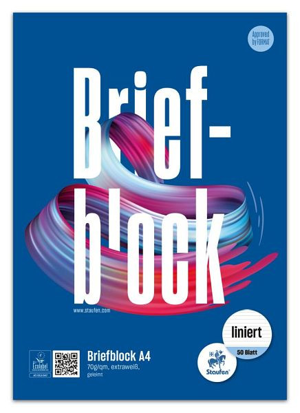 Ursus Style Briefblock - A4, 50 Blatt, 70g/qm, 9 mm, liniert, 608742010