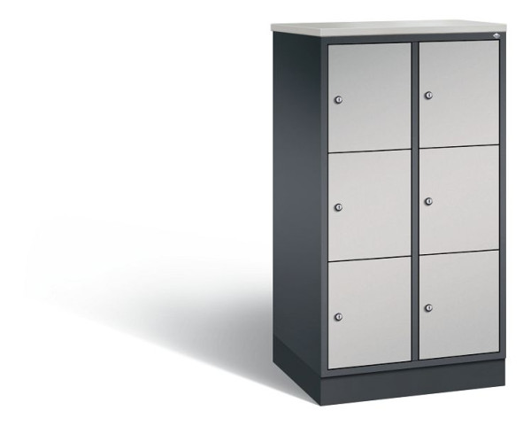 C+P Schließfachschrank Intro, H1255xB620xT490mm, Farbe: Schwarzgrau / Weißaluminium, 8573-201 S10236