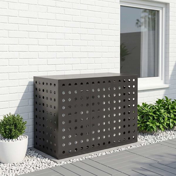 vidaXL Klimaanlagenabdeckung Schwarz 110 x 50 x 80 cm Stahl, 8014136