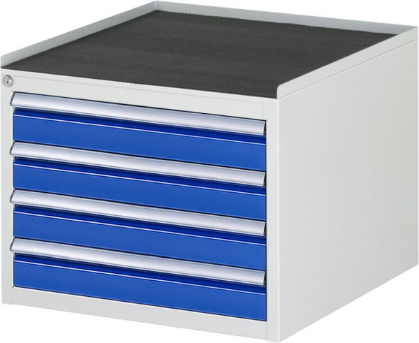 RAU Schubladenschrank Serie 7000, B580xT650xH465mm, Schubladen: 4xH90mm, Metallauflage mit 3-seitigem Abrollrand und Anti-Rutsch-Matte, 03-L2.13A-MT.11