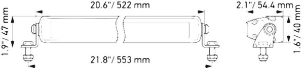 HELLA LED-Fernscheinwerfer - Black Magic Slim Lightbar 20" - 12/24V - 6000lm - schlank - Anbau - ECE-R10 - Kabel: 2000mm - offene Kabelenden, 1FJ 358 176-301
