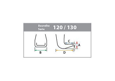 Kukko 2 Abzughaken (Paar), A: 4 mm, B: 28 mm, C: 18 mm, D: 43 mm, E: 15 mm, 0-200-P