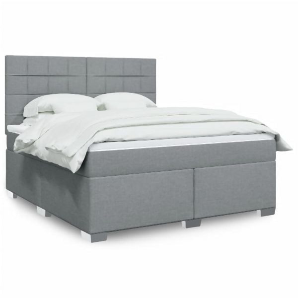 vidaXL Boxspringbett mit Matratze Hellgrau 180x200 cm Stoff, 3292867